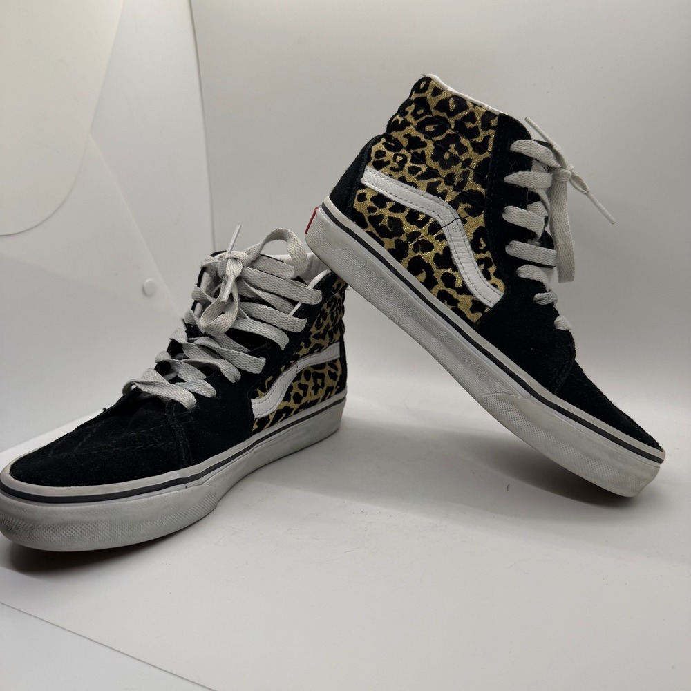 Vans Sk8-Hi Leopard Glitter Black Suede High Top Sneakers Missy 4.0โ 721356